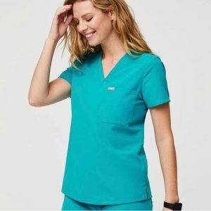 Figs Teal Scrub Top